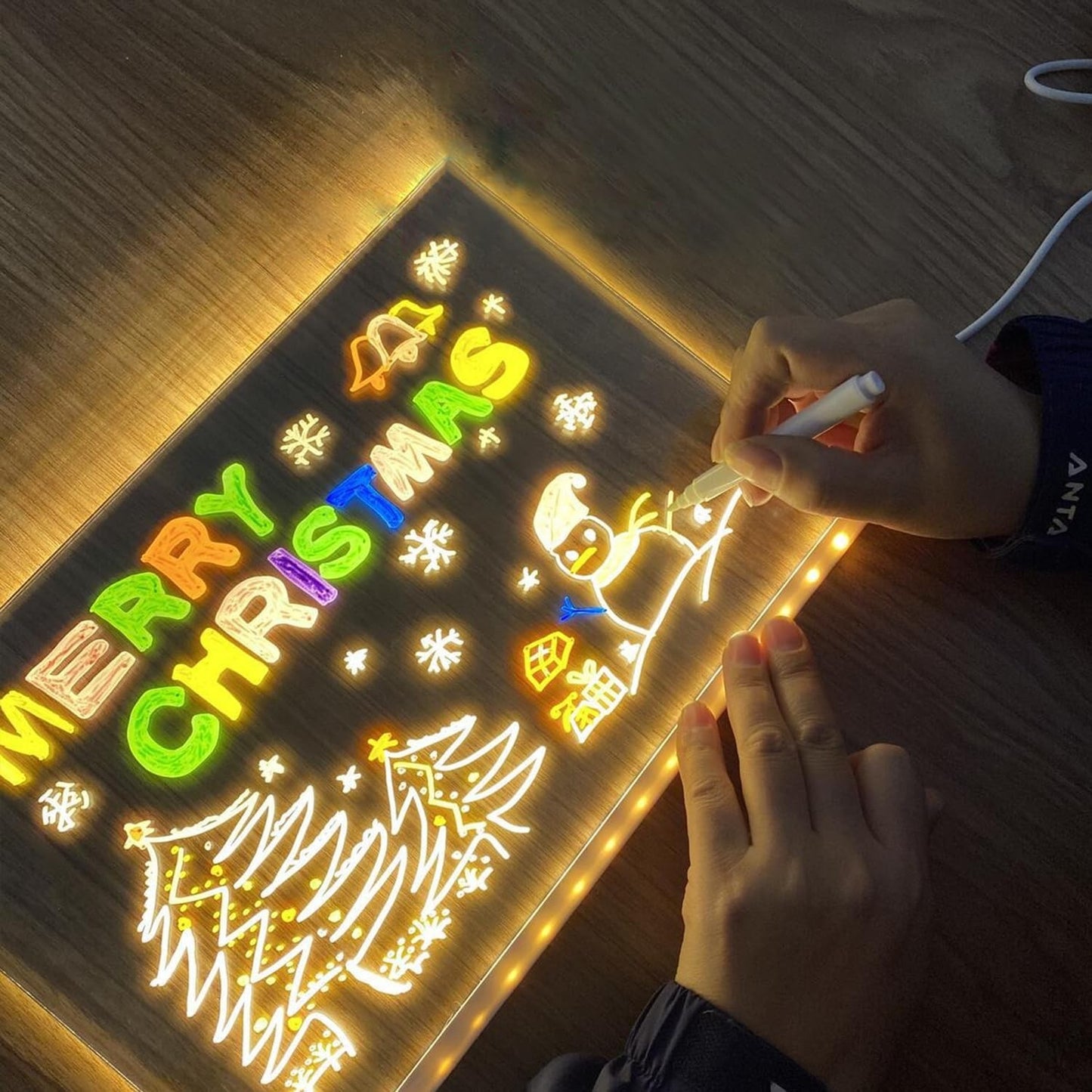 Led Note Board with Colors, Light up Acrylic Message Board, Glowing Acrylic Dry
