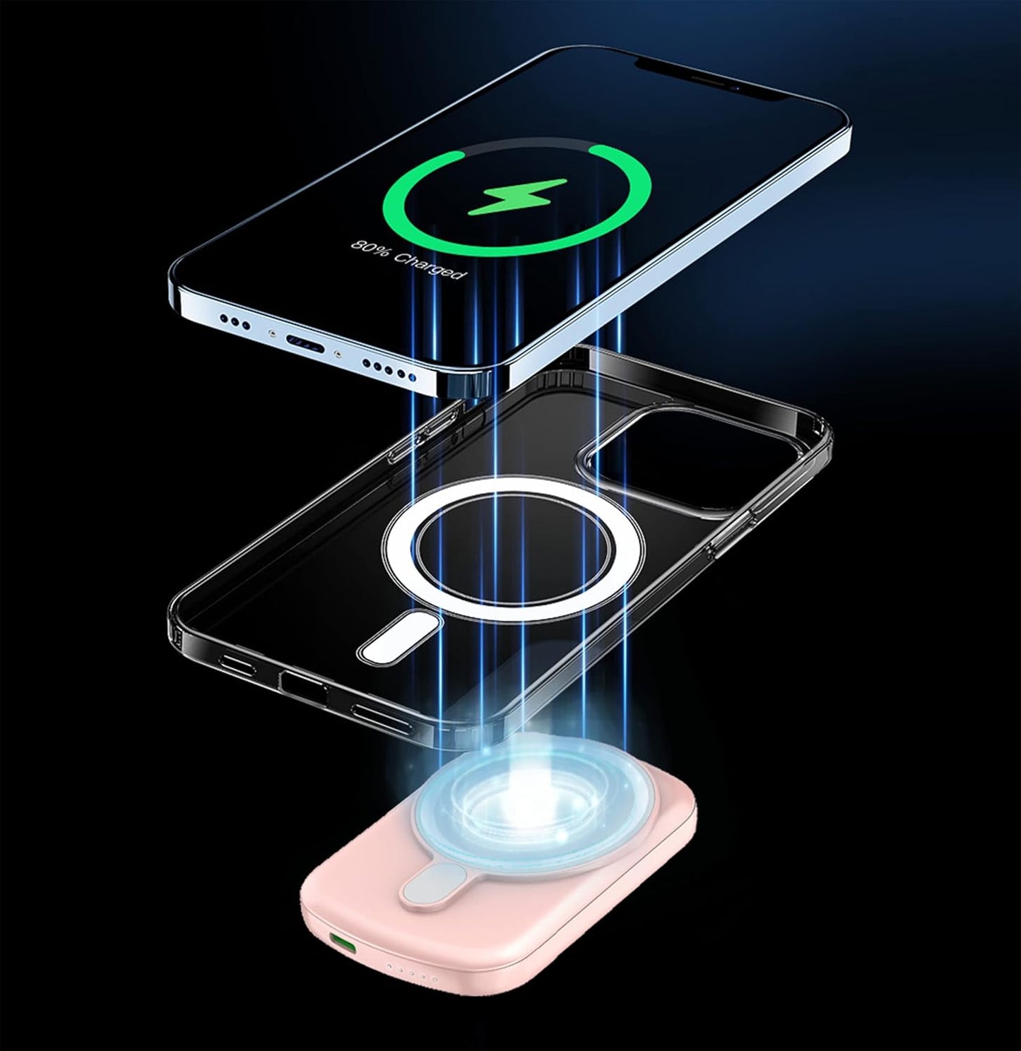 Power Bank, 10000Mah Wireless Portable Charger 18W Fast Charging 20W Quick Charge with Type C Cable Battery Pack for Iphone 16/15/14/13/12 Series