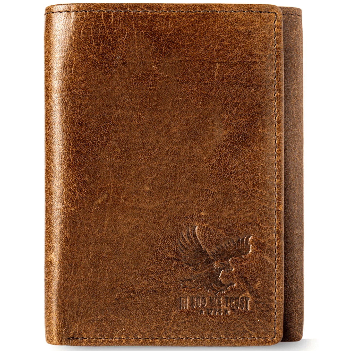 Genuine Leather Trifold Wallet for Men RFID and ID Window