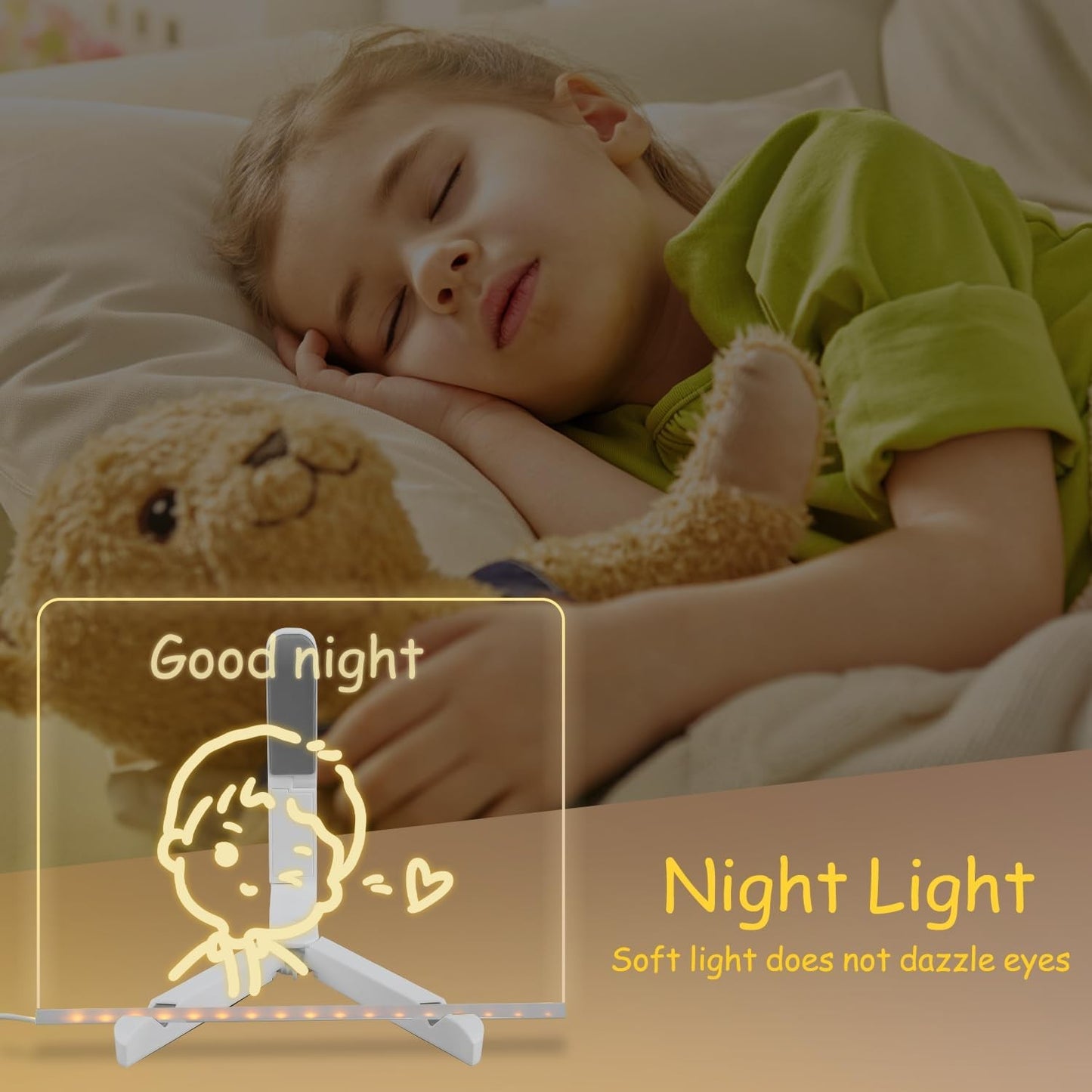 Led Note Board with Colors, Light up Acrylic Message Board, Glowing Acrylic Dry