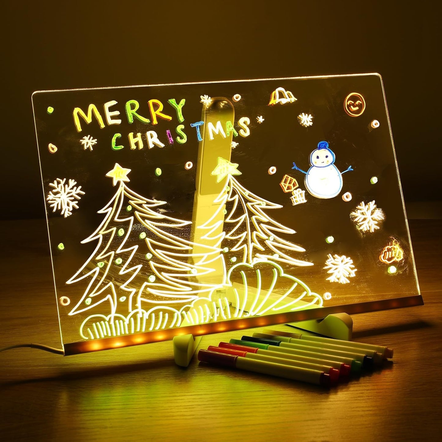 Led Note Board with Colors, Light up Acrylic Message Board, Glowing Acrylic Dry