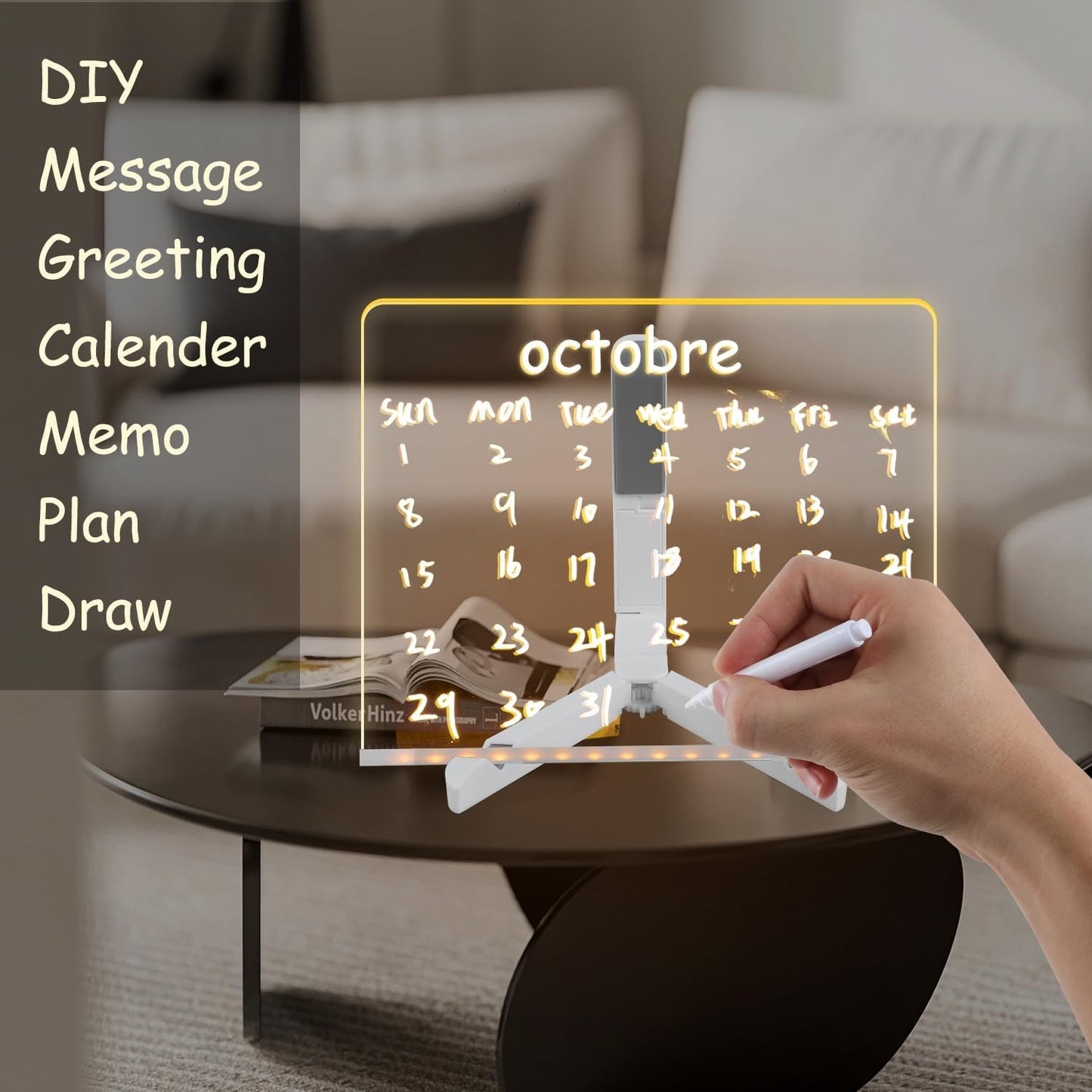 Led Note Board with Colors, Light up Acrylic Message Board, Glowing Acrylic Dry
