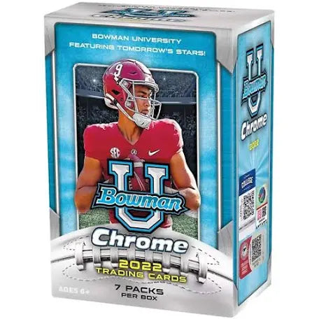 2022 Bowman Chrome University Football Trading Card Blaster Box