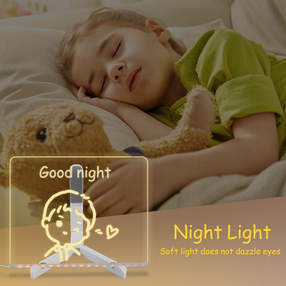 Led Note Board with Colors, Light up Acrylic Message Board, Glowing Acrylic Dry