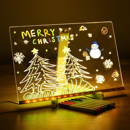 Led Note Board with Colors, Light up Acrylic Message Board, Glowing Acrylic Dry