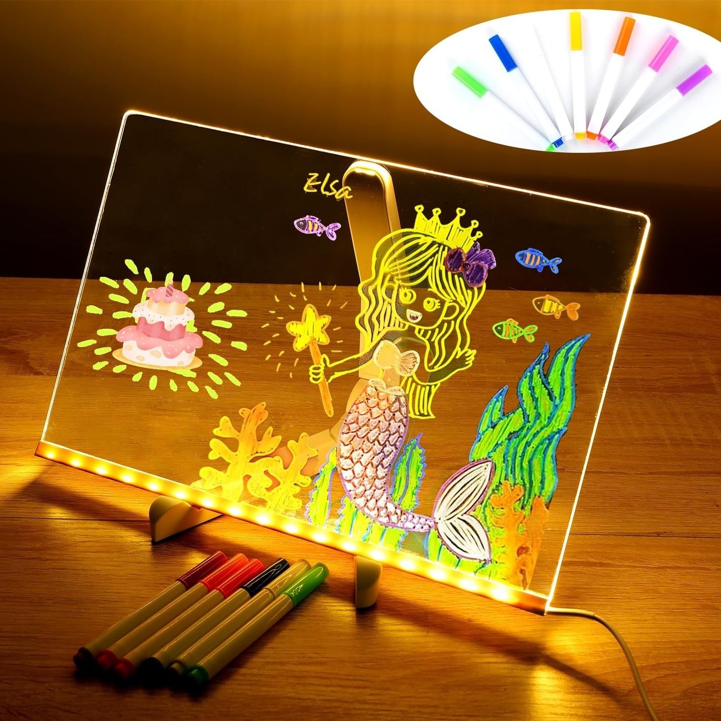 Led Note Board with Colors, Light up Acrylic Message Board, Glowing Acrylic Dry