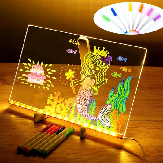 Led Note Board with Colors, Light up Acrylic Message Board, Glowing Acrylic Dry